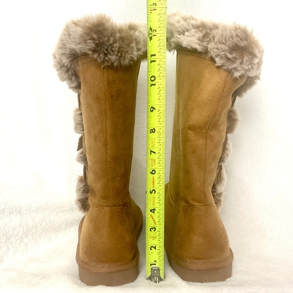 HStylish Brown Slip On Calf High Fur-Lined Waterproof Winter Snow Boot Sz 9 - Picture 8 of 16